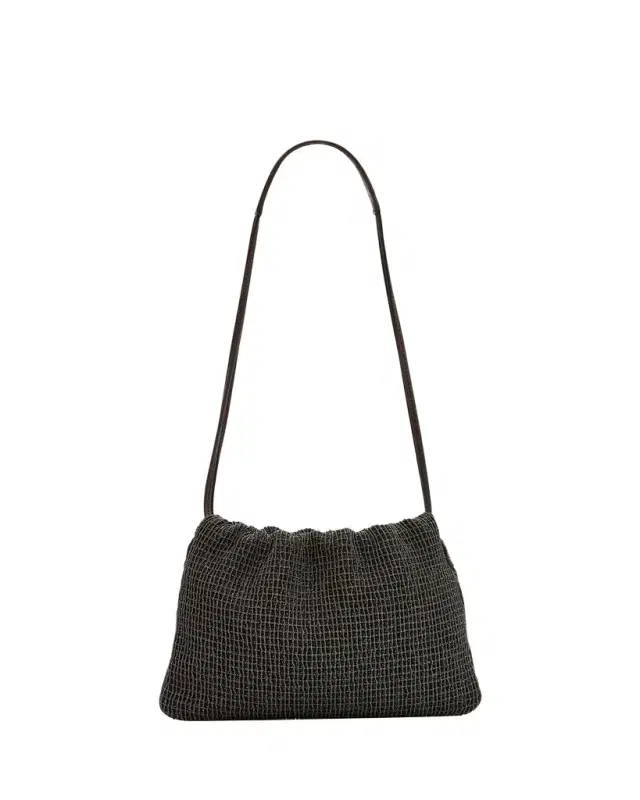 Brunello Cucinelli 3D Monili Net Embroidered Pochette Bag in Riding Leather