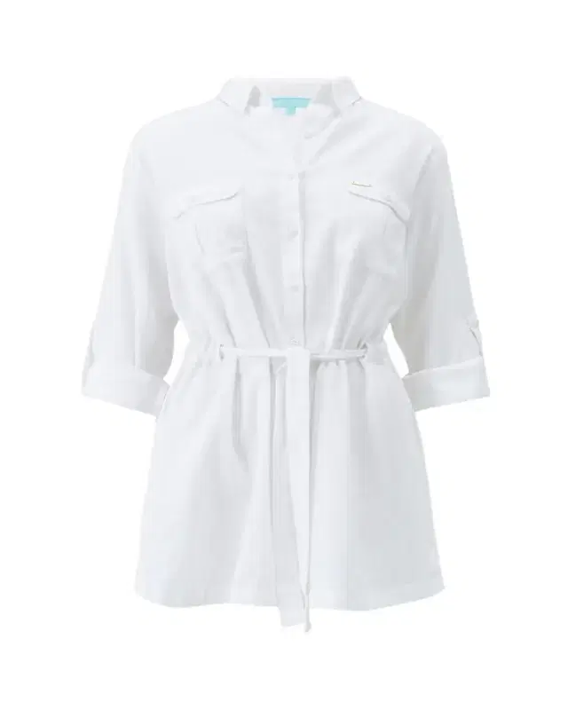 Lacey Cotton-Linen Mini Shirtdress Coverup
