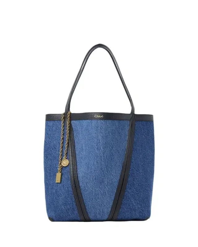 Chloé Spin Medium Tote Bag in Cotton Denim