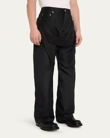 Rick Owens Men's Megastrapped Geth Nylon Canvas Wide-Leg Jeans | Thumbnail 4 Rick Owens Men's Megastrapped Geth Nylon Canvas Wide-Leg Jeans | Thumbnail 4