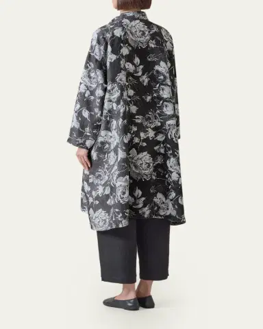 Eskandar A-Line Panelled Mandarin Jacket Coat - 3/4 Length | Thumbnail 3