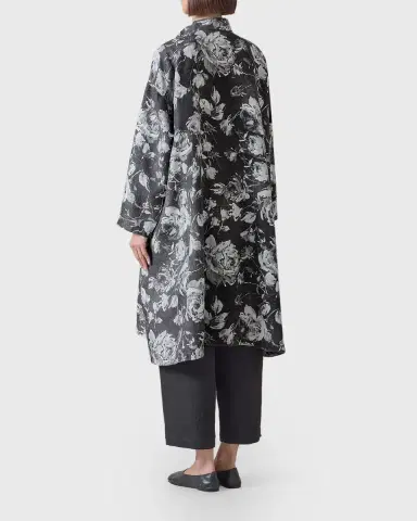 Eskandar A-Line Panelled Mandarin Jacket Coat - 3/4 Length | Thumbnail 6