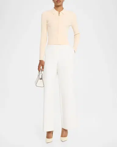 Victoria Beckham Zipped Rib Polo Top | Thumbnail 2 Victoria Beckham Zipped Rib Polo Top | Thumbnail 2