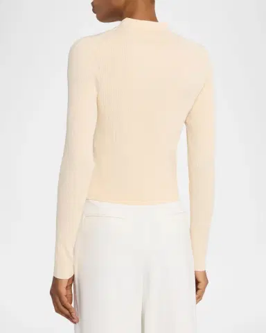 Victoria Beckham Zipped Rib Polo Top | Thumbnail 3 Victoria Beckham Zipped Rib Polo Top | Thumbnail 3