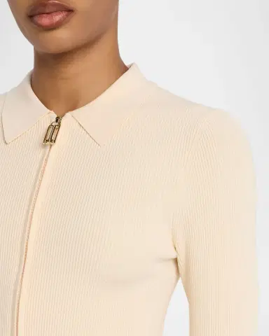 Victoria Beckham Zipped Rib Polo Top | Thumbnail 5 Victoria Beckham Zipped Rib Polo Top | Thumbnail 5