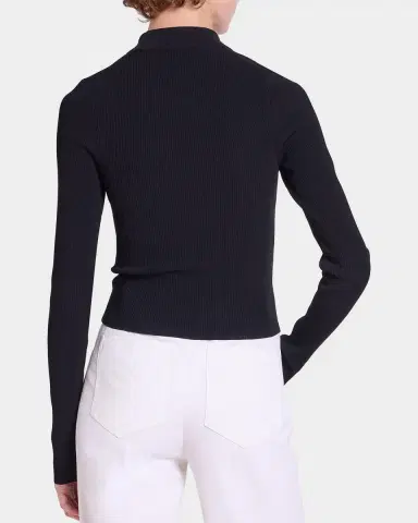Victoria Beckham Zipped Rib Polo Top | Thumbnail 7 Victoria Beckham Zipped Rib Polo Top | Thumbnail 7