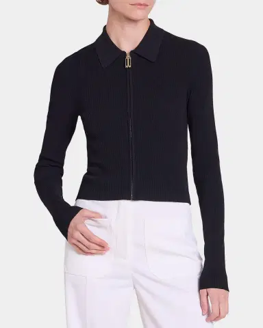 Victoria Beckham Zipped Rib Polo Top | Thumbnail 8 Victoria Beckham Zipped Rib Polo Top | Thumbnail 8