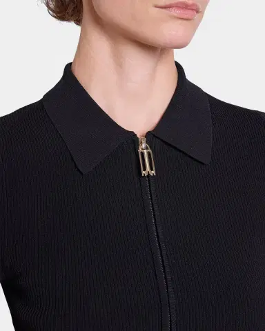 Victoria Beckham Zipped Rib Polo Top | Thumbnail 9 Victoria Beckham Zipped Rib Polo Top | Thumbnail 9