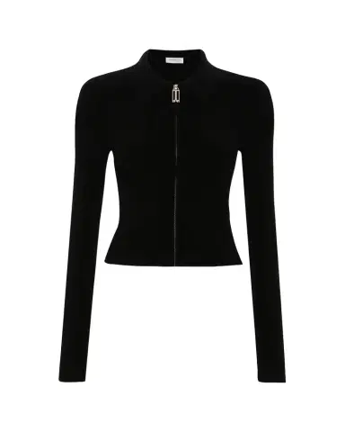 Victoria Beckham Zipped Rib Polo Top | Thumbnail 1 Victoria Beckham Zipped Rib Polo Top | Thumbnail 1