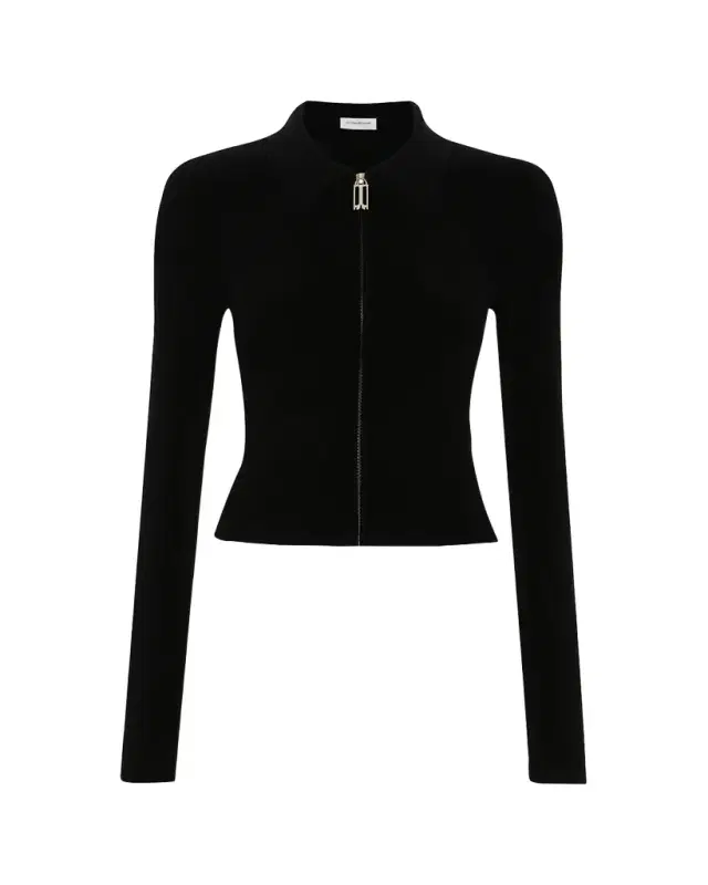 Victoria Beckham Zipped Rib Polo Top