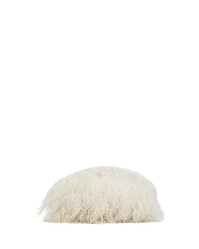 Nappa Leather & Feather Clutch Bag