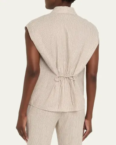 Vince Ticking Stripe Cap-Sleeve Blouse | Thumbnail 3