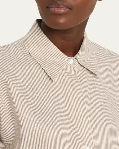 Vince Ticking Stripe Cap-Sleeve Blouse | Thumbnail 5