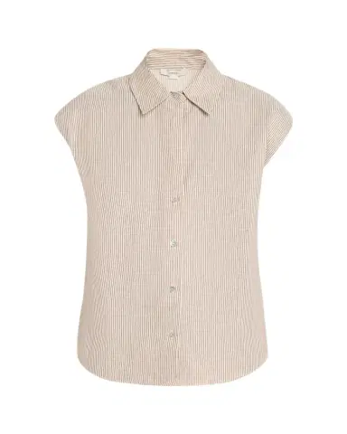 Vince Ticking Stripe Cap-Sleeve Blouse | Thumbnail 1