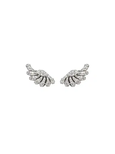 Wish Fine Jewelry 1.194ct Diamond 18K Gold Leaf Climber Earrings | Thumbnail 1