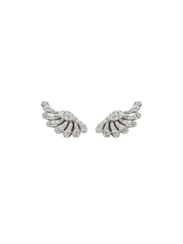 Wish Fine Jewelry 1.194ct Diamond 18K Gold Leaf Climber Earrings