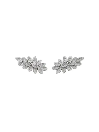 Wish Fine Jewelry 1.362ct Diamond 18K Gold Leaf Cluster Earrings | Thumbnail 1