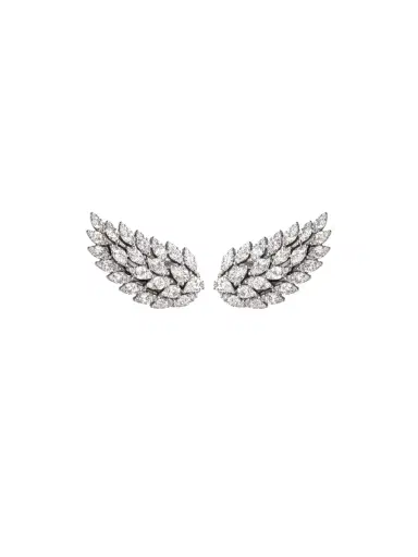 Wish Fine Jewelry 2.87ct Diamond 18K Gold Leaf Climber Earrings | Thumbnail 1