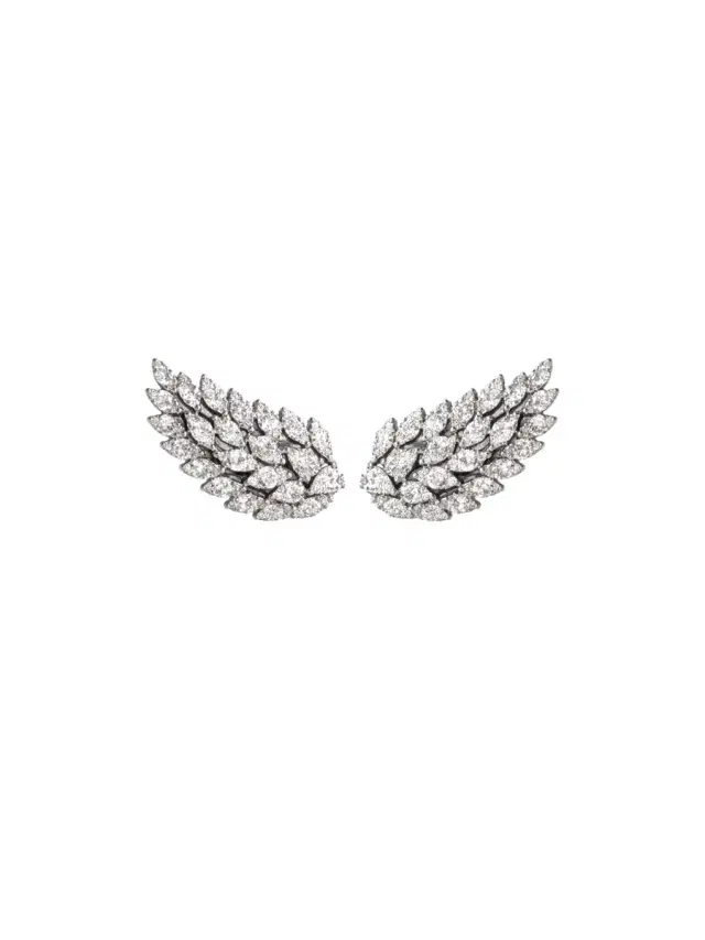 Wish Fine Jewelry 2.87ct Diamond 18K Gold Leaf Climber Earrings