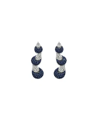 Wish Fine Jewelry 3.06ct Sapphire Diamond 14K Gold Earrings | Thumbnail 1