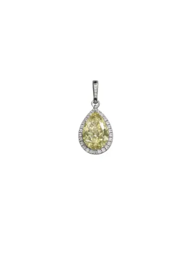 Wish Fine Jewelry 6.31ct Diamond 18K Gold Statement Halo Pear Pendant | Thumbnail 1