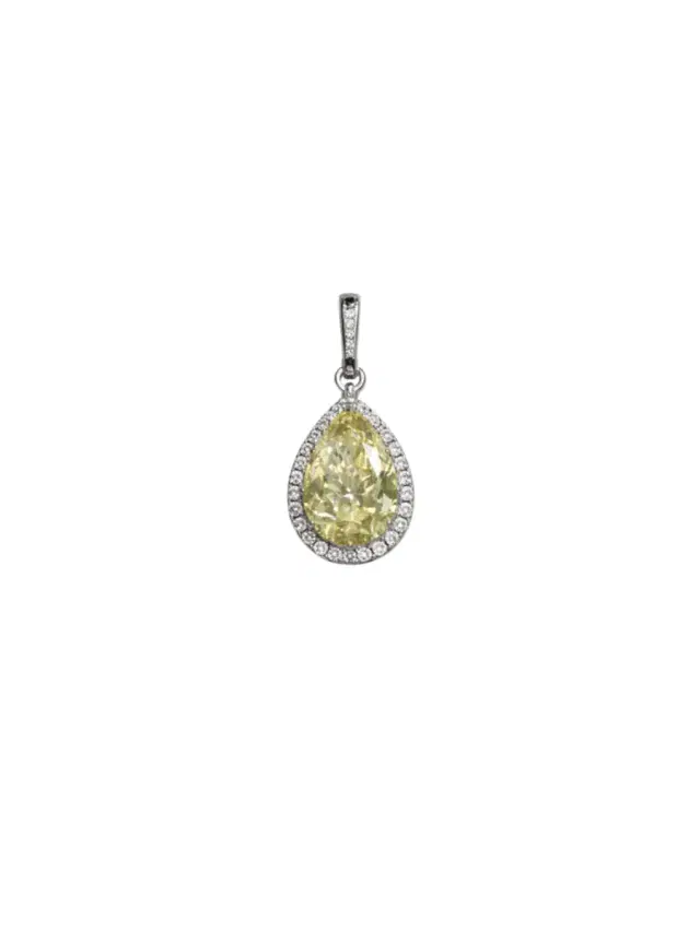 6.31ct Diamond 18K Gold Statement Halo Pear Pendant