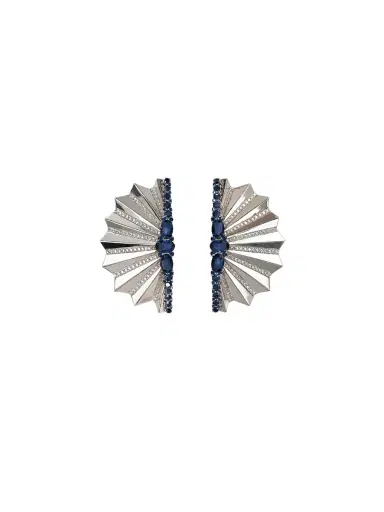 Wish Fine Jewelry 6.58ct Diamond Sapphire 14K Gold Fanned Earrings | Thumbnail 1 Wish Fine Jewelry 6.58ct Diamond Sapphire 14K Gold Fanned Earrings | Thumbnail 1