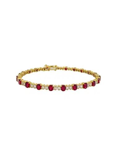 Wish Fine Jewelry 8.15ct Diamond Ruby 14K Gold Tennis Bracelet | Thumbnail 1 Wish Fine Jewelry 8.15ct Diamond Ruby 14K Gold Tennis Bracelet | Thumbnail 1