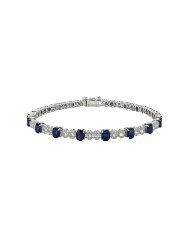 Wish Fine Jewelry 8.15ct Diamond Sapphire 14K Gold Tennis Bracelet | Thumbnail 1 Wish Fine Jewelry 8.15ct Diamond Sapphire 14K Gold Tennis Bracelet | Thumbnail 1