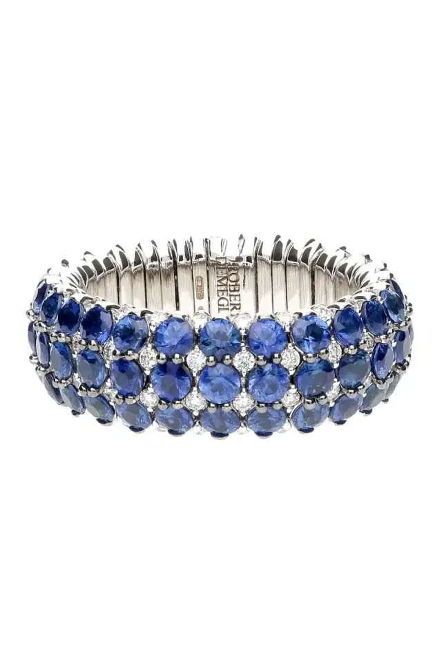 Blue Sapphire Diamond Eight Section Giotto Stretch Ring