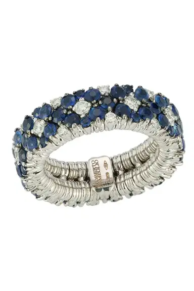 ROBERTO DEMEGLIO Blue Sapphire Diamond Two Row Cachmere Stretch Ring | Thumbnail 1