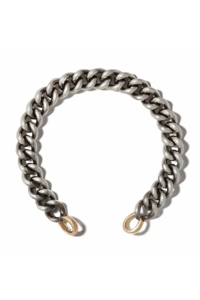Marla Aaron MiniMega Curb Chain Bracelet - Silver Yellow Gold - 6.5in