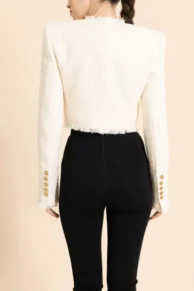 Balmain Spencer Crop Jacket - Blanc | Thumbnail 2 Balmain Spencer Crop Jacket - Blanc | Thumbnail 2