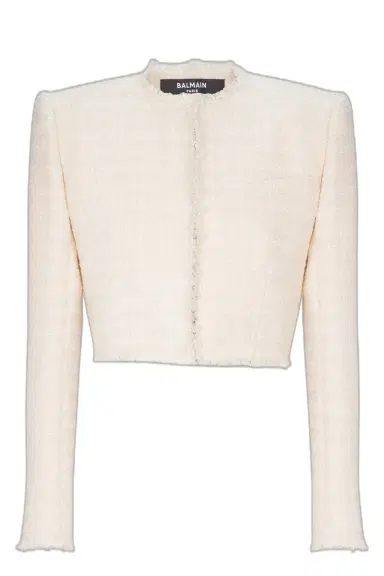 Balmain Spencer Crop Jacket - Blanc | Thumbnail 1 Balmain Spencer Crop Jacket - Blanc | Thumbnail 1