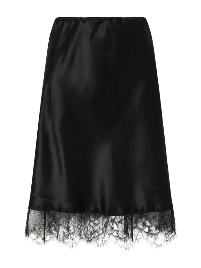 Lace-trimmed Silk-satin Midi Skirt
