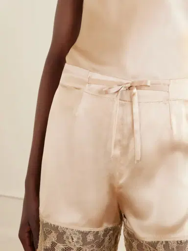 Carine Gilson Lace-trimmed Silk-satin Shorts | Thumbnail 5 Carine Gilson Lace-trimmed Silk-satin Shorts | Thumbnail 5