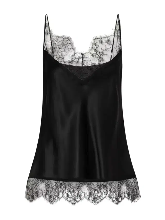Lace-trimmed Silk-satin Camisole