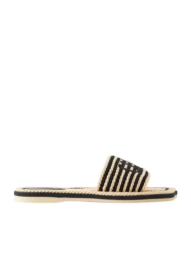 Embroidered Striped Cord Slides