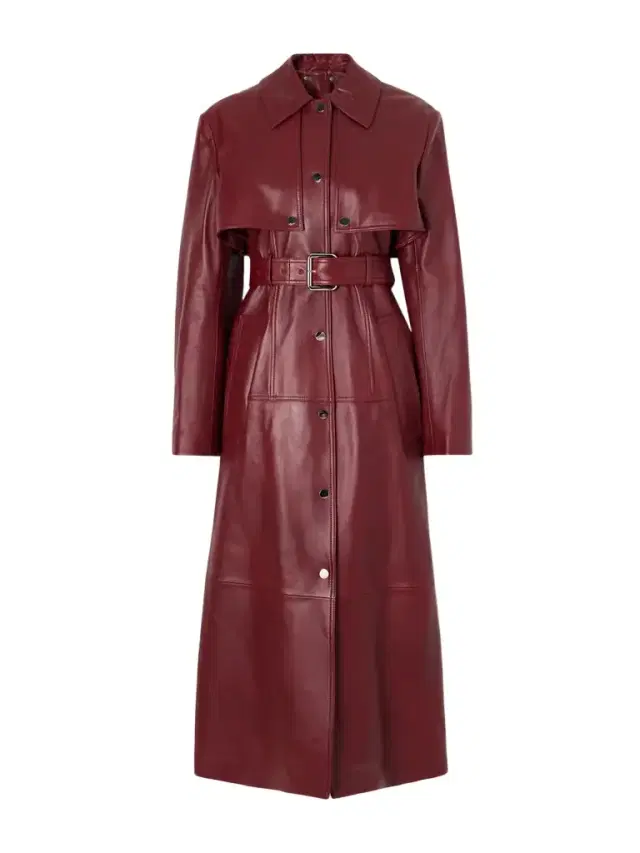 Belted Leather Trench Coat