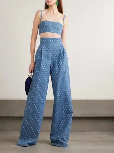 Carolina Herrera Marisol Pleated Polka-dot Wide Jeans | Thumbnail 2