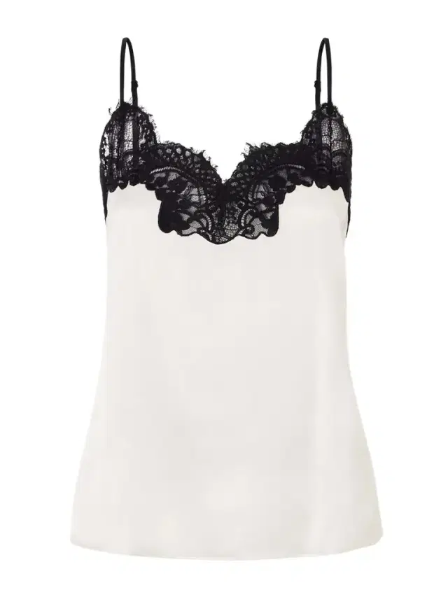 rded Lace-trimmed Silk-satin Camisole