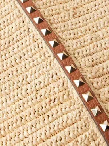 Valentino Garavani Rockstud Leather-trimmed Raffia Tote | Thumbnail 5