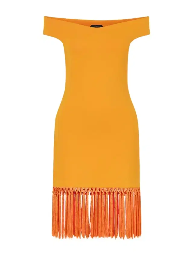 Taller Marmo Romy Off-the-shoulder Fringed Jersey Mini Dress