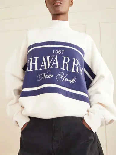 Willy Chavarria Oversized Embroidered Striped Cotton-jersey Sweater | Thumbnail 5 Willy Chavarria Oversized Embroidered Striped Cotton-jersey Sweater | Thumbnail 5