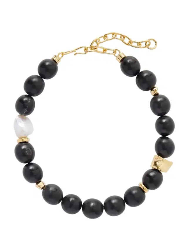 Oria Gold-plated, Pearl And Horn Beaded Necklace