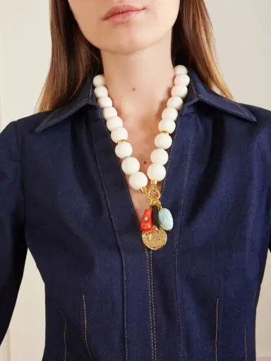 Lizzie Fortunato Blanca Gold-tone, Turquoise And Agate Beaded Necklace | Thumbnail 2