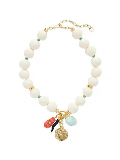 Lizzie Fortunato Blanca Gold-tone, Turquoise And Agate Beaded Necklace | Thumbnail 1