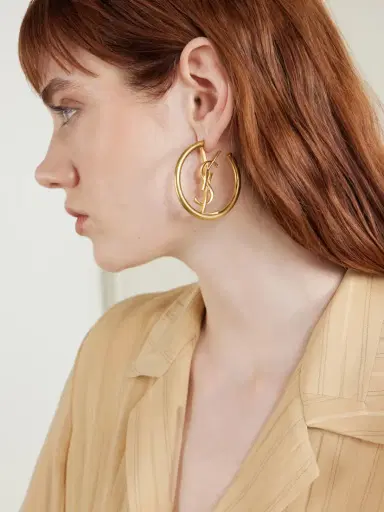 Saint Laurent Créoles Cassandre Brass Earrings | Thumbnail 2 Saint Laurent Créoles Cassandre Brass Earrings | Thumbnail 2