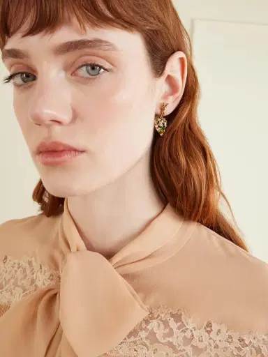 Saint Laurent Bo Cassandre Pampilles Coeur Gold-tone And Crystal Earrings | Thumbnail 2 Saint Laurent Bo Cassandre Pampilles Coeur Gold-tone And Crystal Earrings | Thumbnail 2