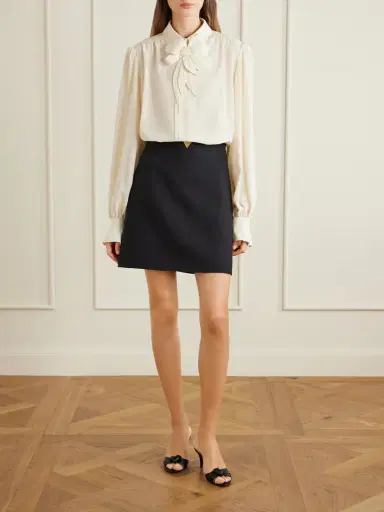 Valentino Garavani Bow-embellished Silk-crepe De Chine Blouse | Thumbnail 2 Valentino Garavani Bow-embellished Silk-crepe De Chine Blouse | Thumbnail 2